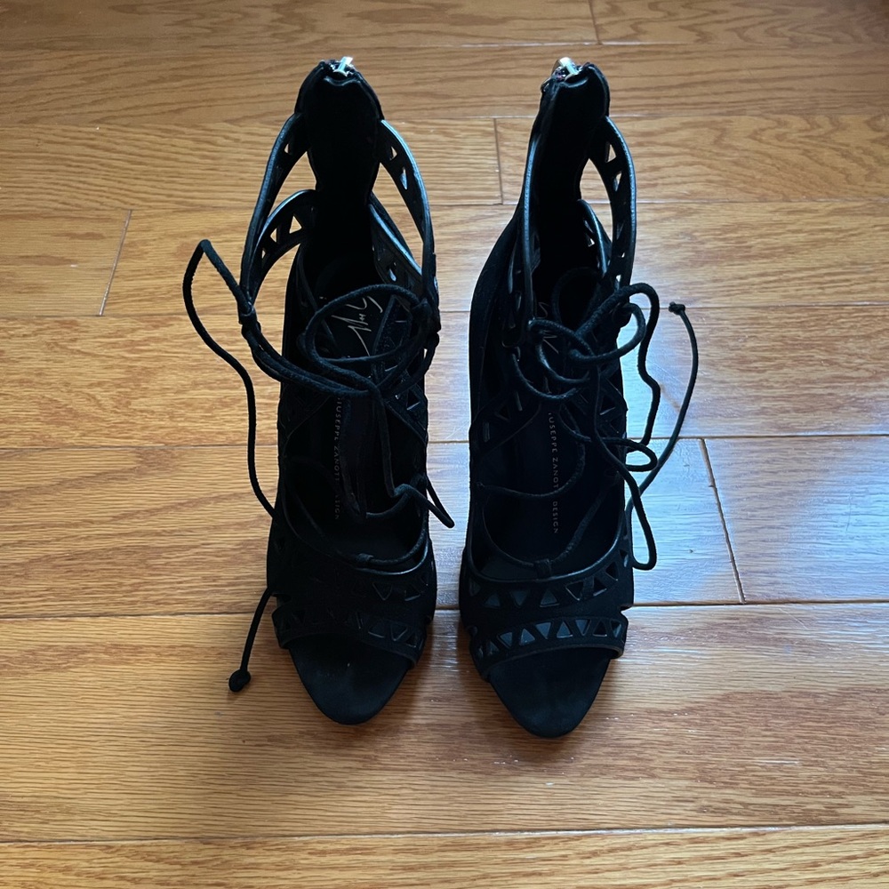Giuseppe Zanotti Black Lace-Up Heels